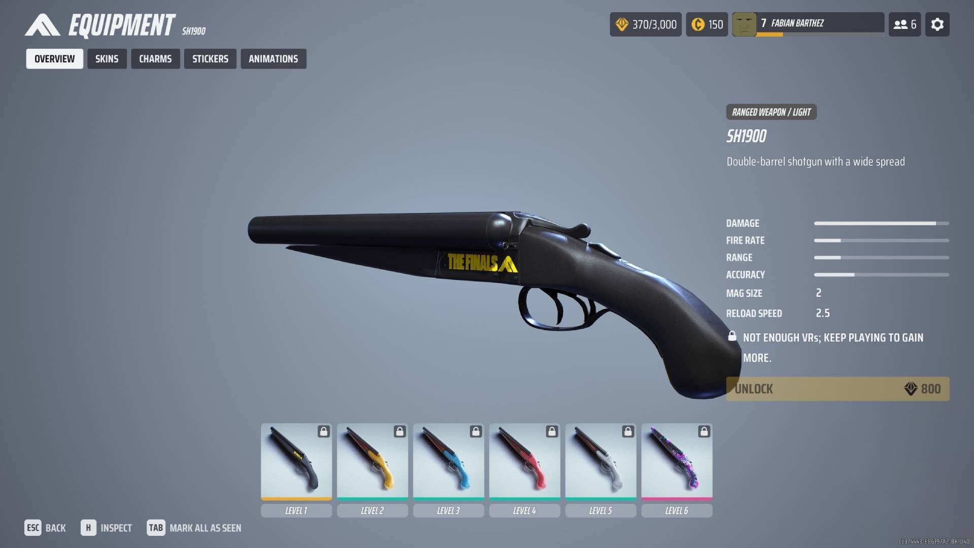 Tổng quan shotgun hai nòng SH1900 trong menu The Finals - vũ khí hạng D cho class Light
