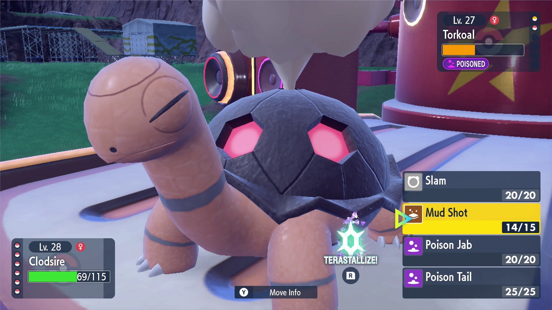 Trận chiến với Torkoal Lv 27 của Mela trong Pokémon Scarlet and Violet