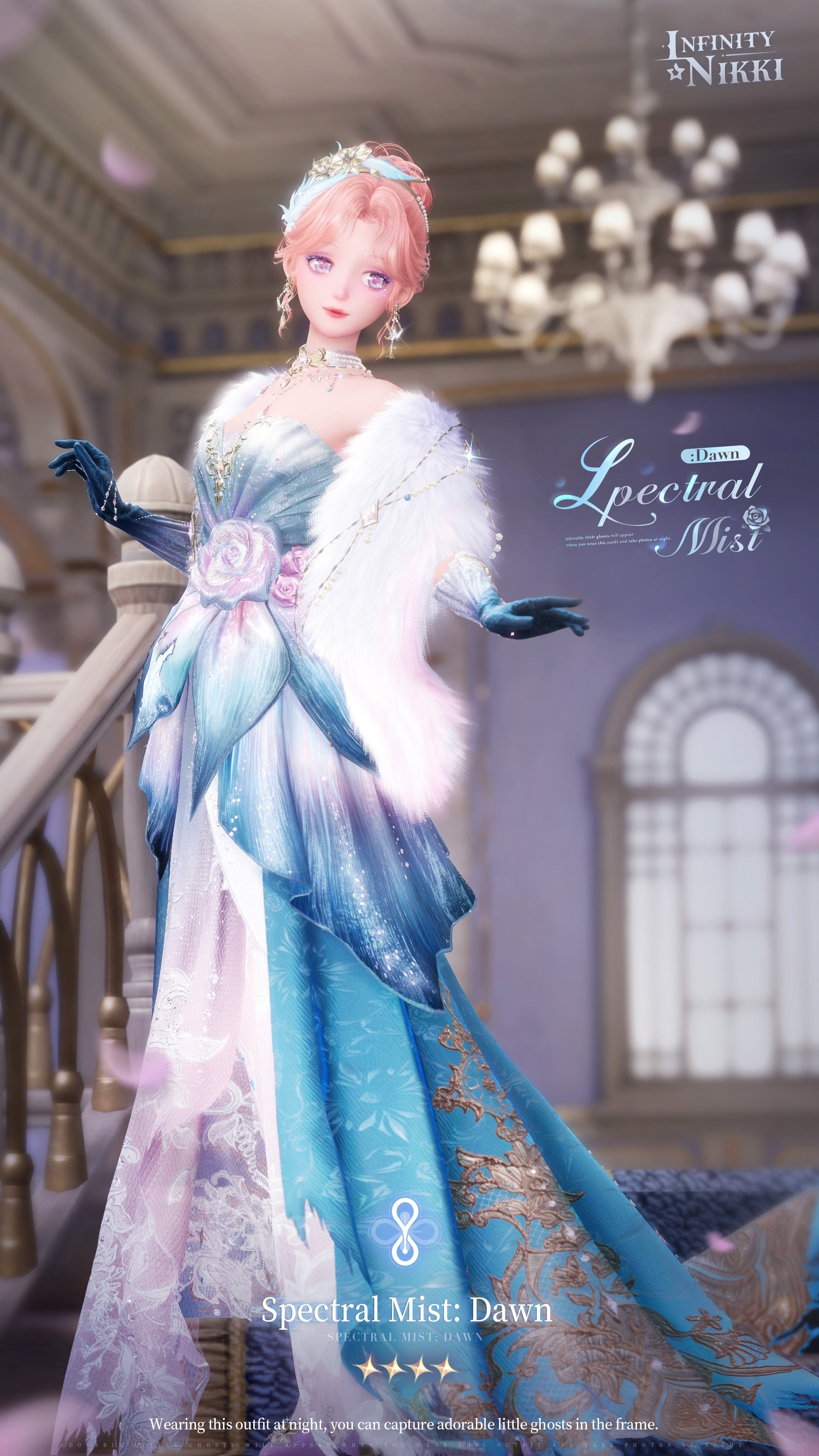 Trang phục Spectral Mist dạng tiến hóa trong banner Lingering Finale Infinity Nikki 1.3