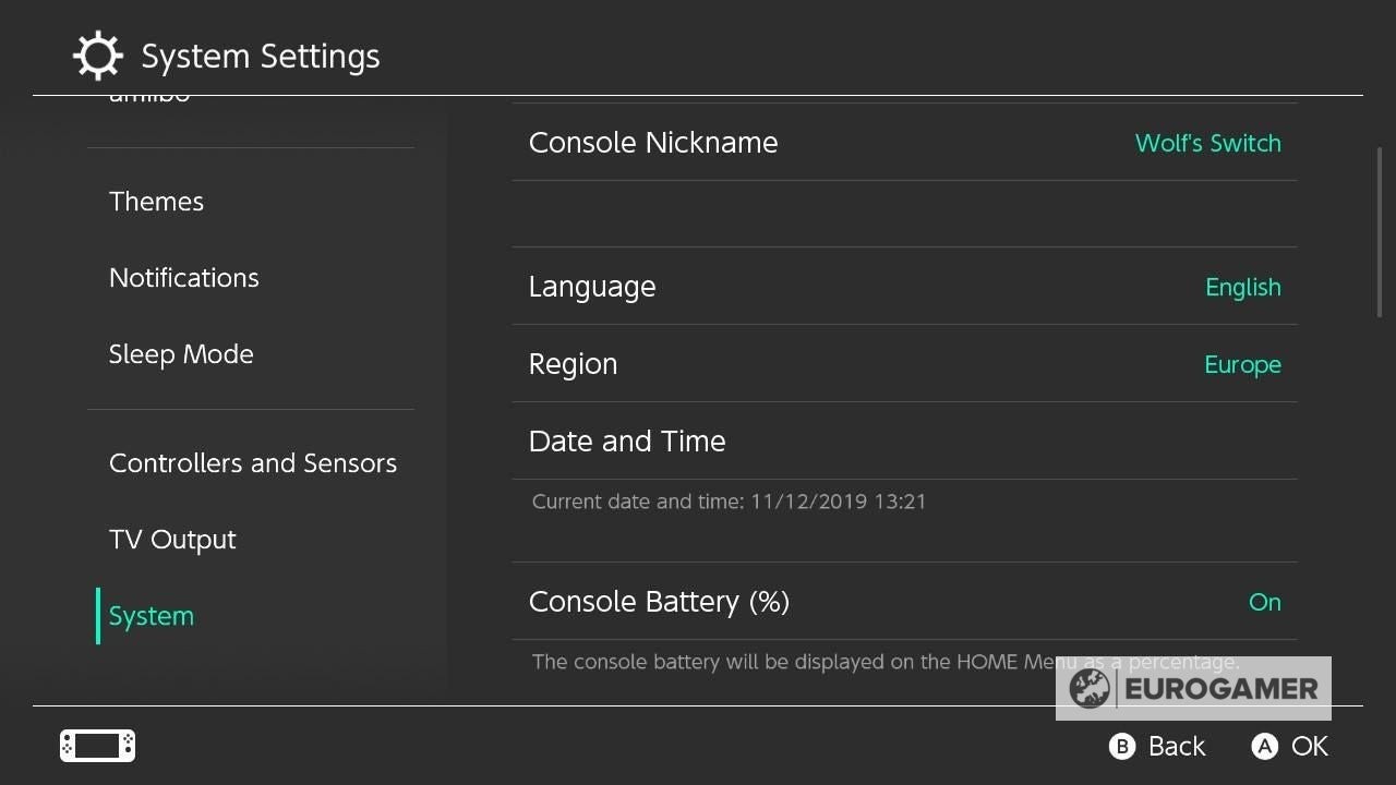 Truy cập cài đặt hệ thống System Settings trên Nintendo Switch