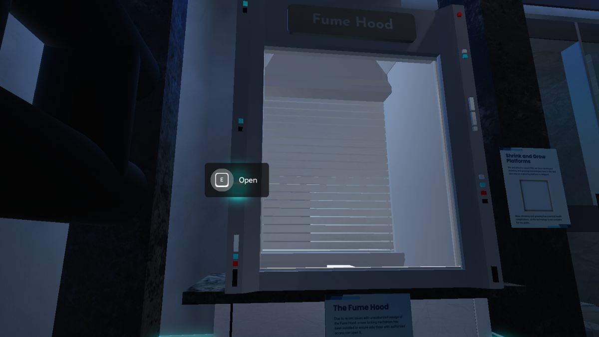 Tủ thu nhỏ Fume Hood trong Terminal Escape Room