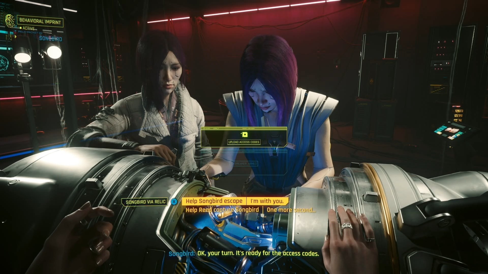 V nói chuyện với Songbird trong nhiệm vụ Firestarter Cyberpunk Phantom Liberty