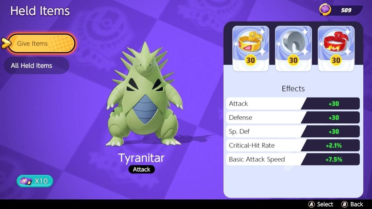 Vật phẩm trang bị cho Tyranitar