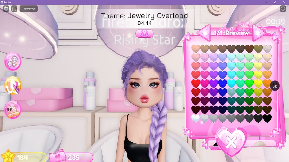 Ví dụ tùy chỉnh màu tóc cho avatar trong Dress to Impress trên Roblox