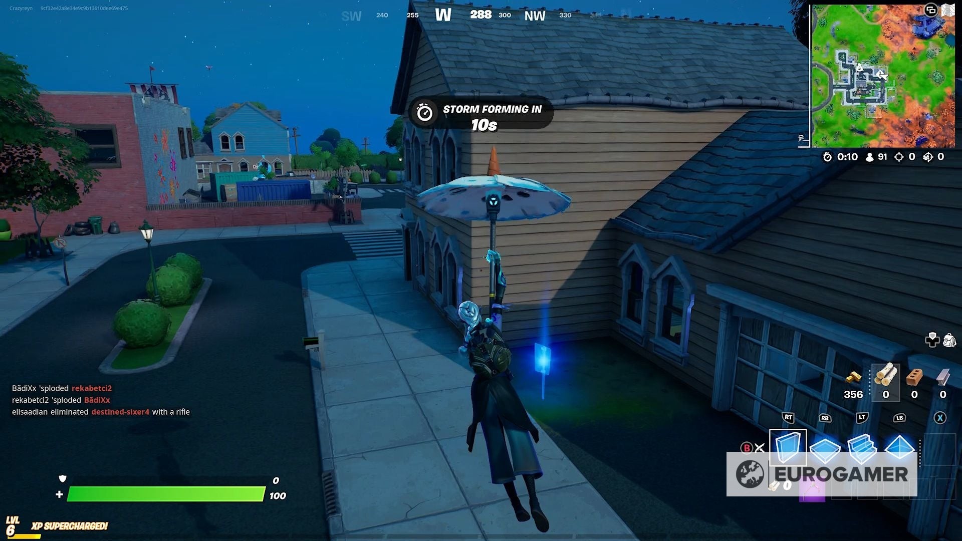 Vị trí biển báo Ghostbusters bên ngoài nhà ở góc đông bắc Pleasant Park