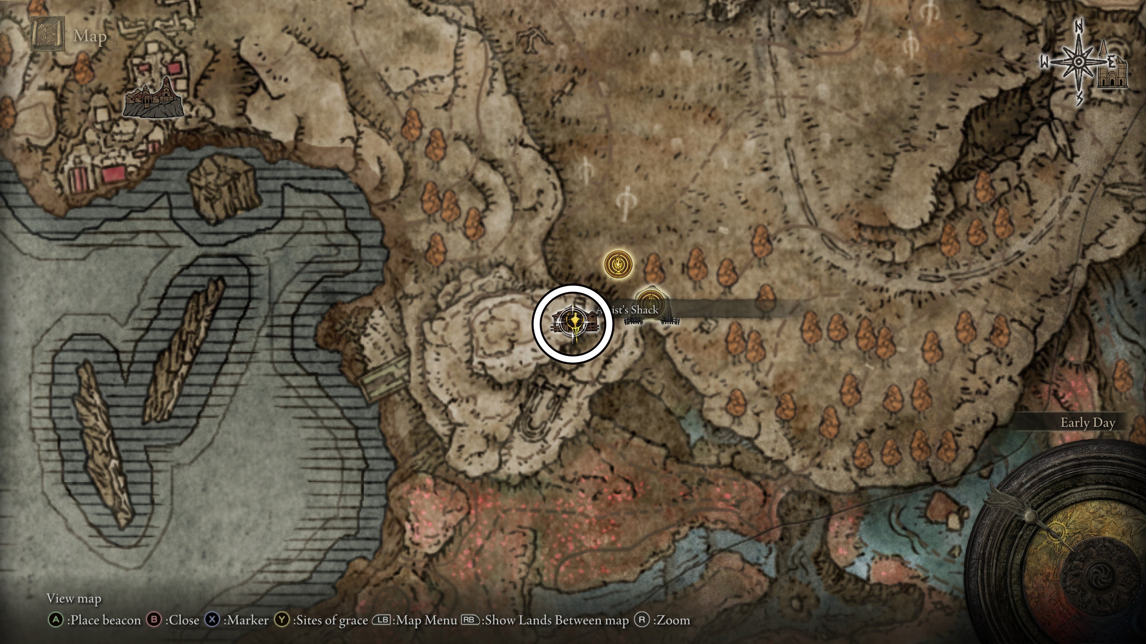 Vị trí bức tranh Incursion trên bản đồ gần Prospect Town - Elden Ring DLC