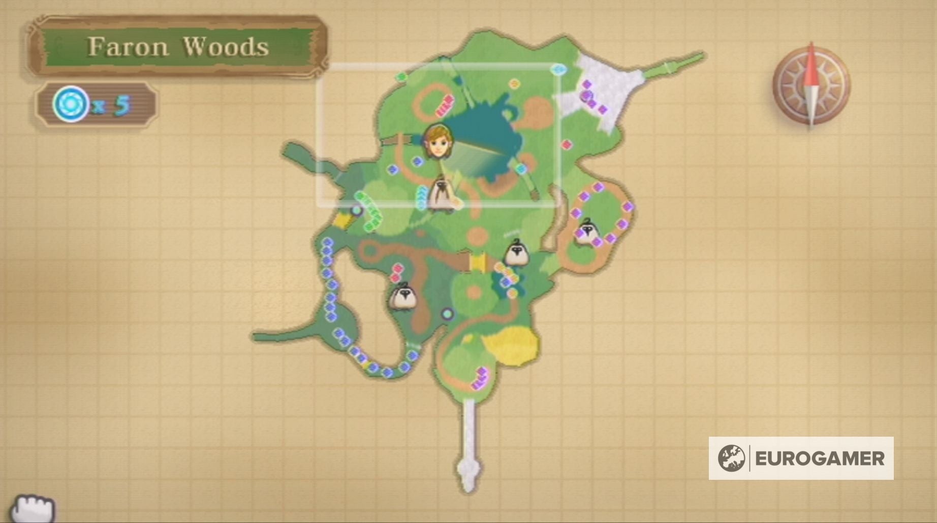 Vị trí các Tadtone ẩn dưới nước trong khu rừng Faron Woods của Skyward Sword