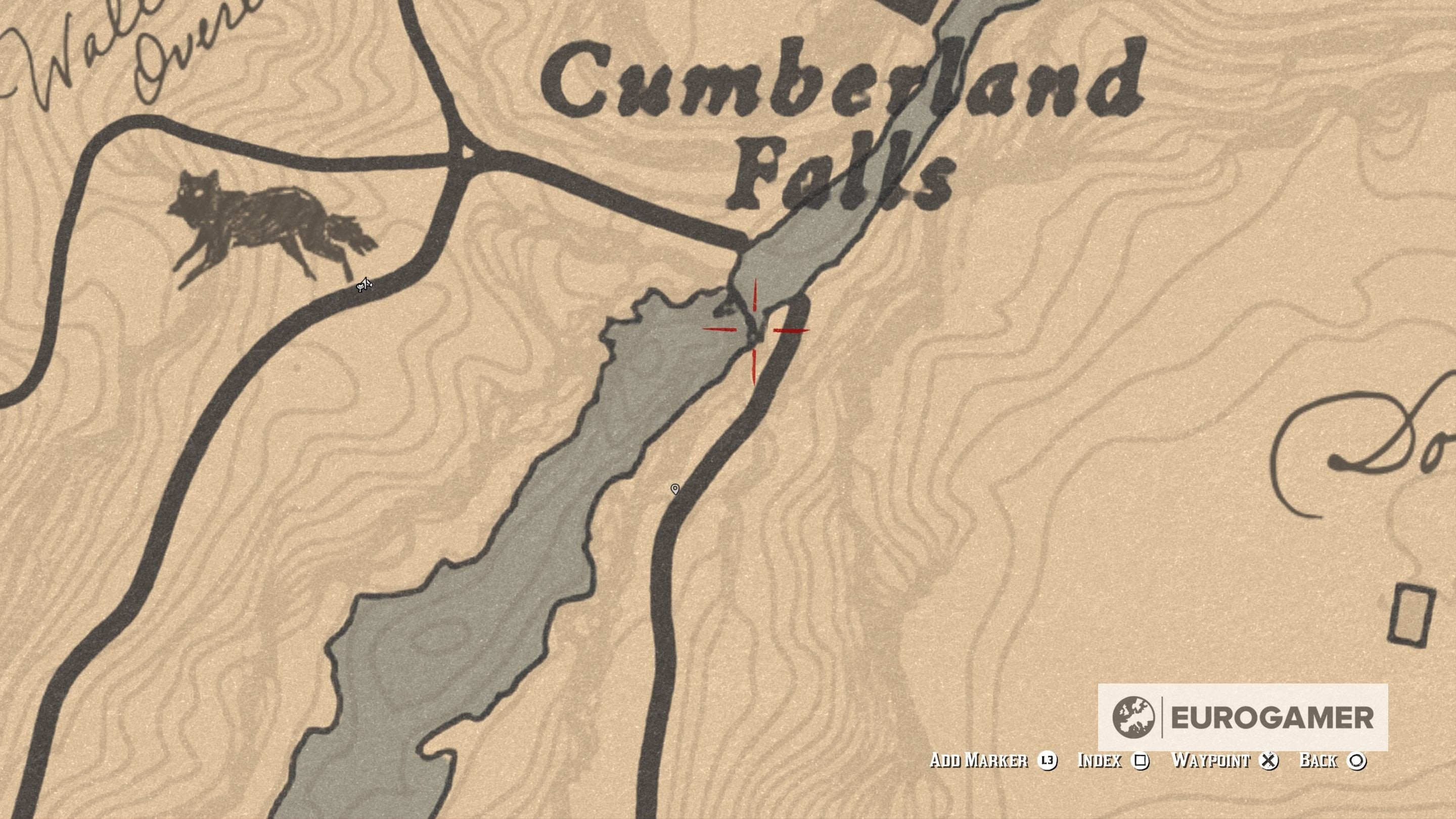 Vị trí chính xác của Bản đồ Kho báu High Stakes 2 phía sau thác Cumberland Falls