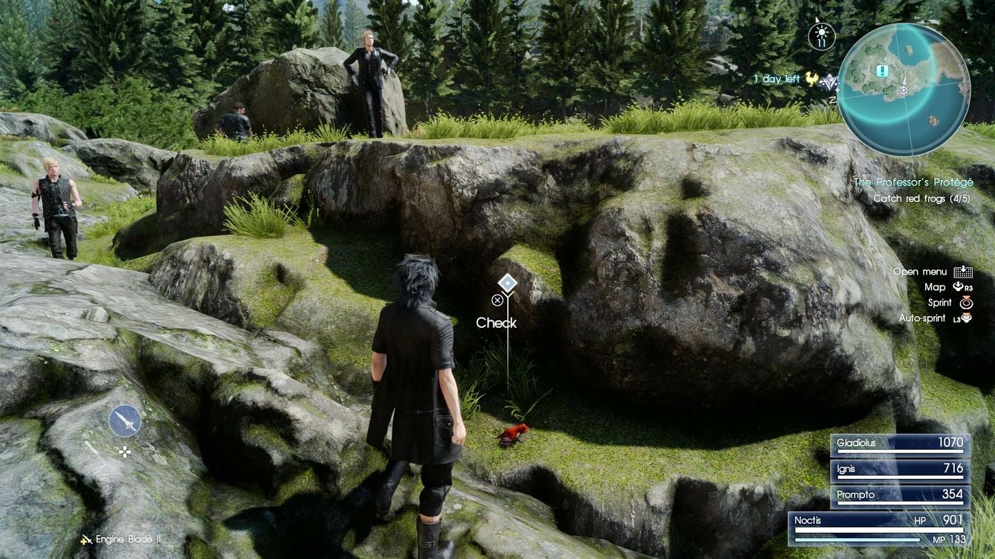 Vị trí ếch đỏ thứ năm ở phía Nam gờ đá cao trong nhiệm vụ phụ FF15