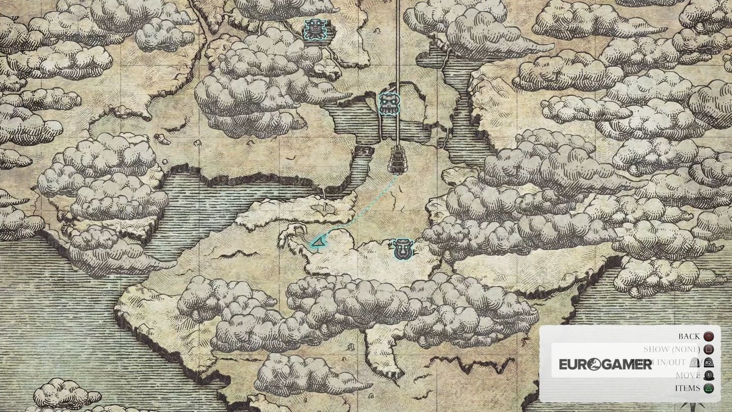 Vị trí hang động trên bản đồ Shadow of the Colossus (ô E5)