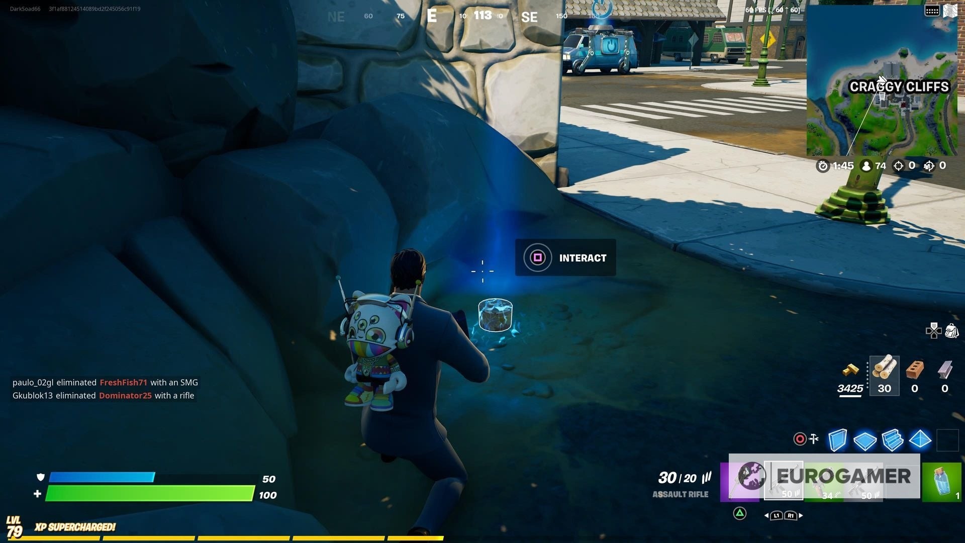 Vị trí lon thức ăn mèo cổ điển Fortnite gần cơ sở lớn tại Craggy Cliffs