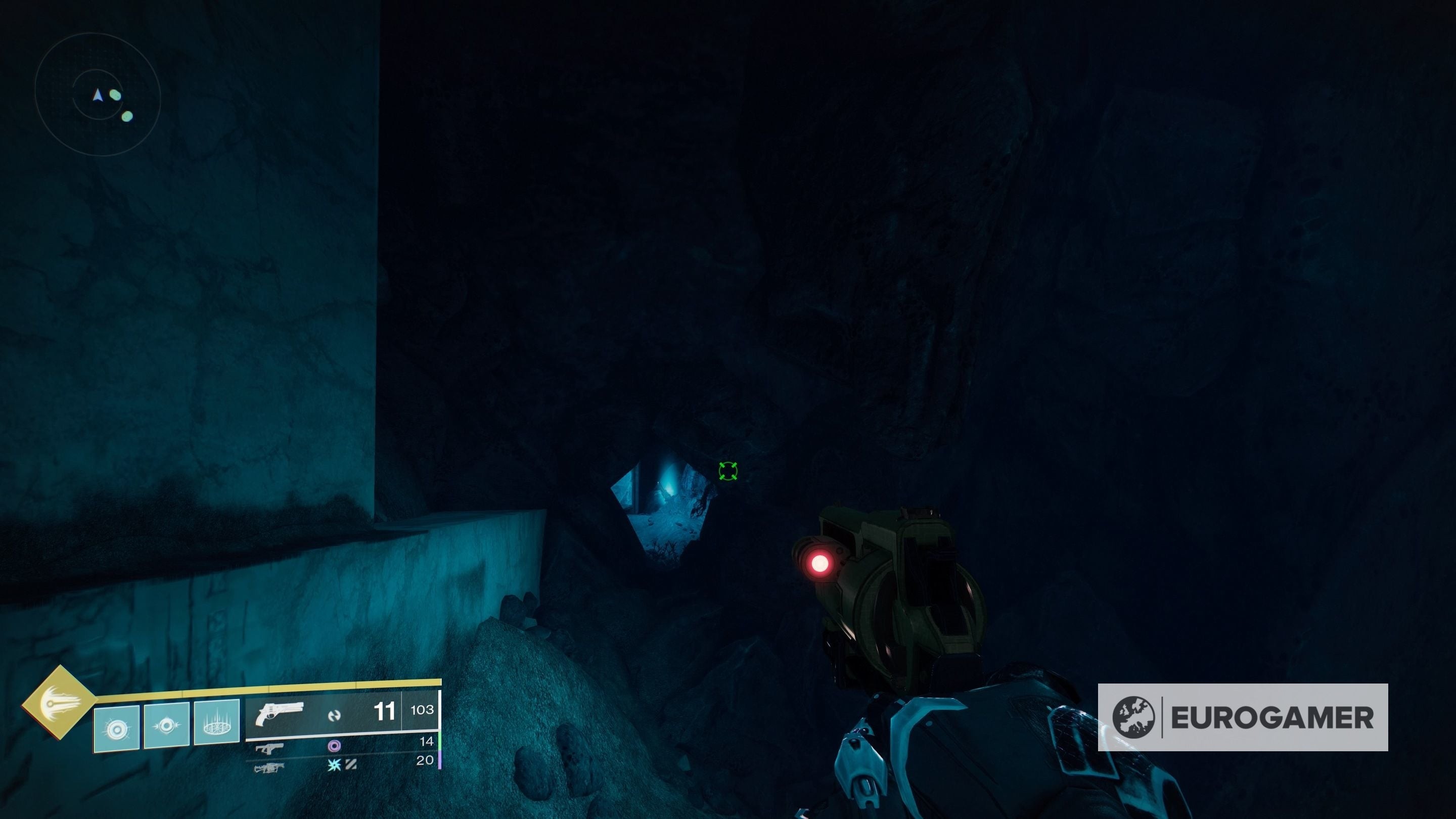 Vị trí Mảnh Thủy Tinh 10 (11 trong game) trong hang động ẩn sau cú nhảy dài ở khu vực jumping puzzle VoG
