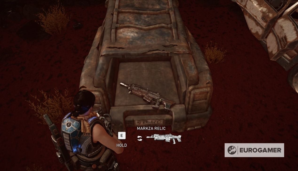 Vị trí Markza Relic trong Gears 5 Act 3 Chapter 3 trong cốp xe gần Trạm Bơm