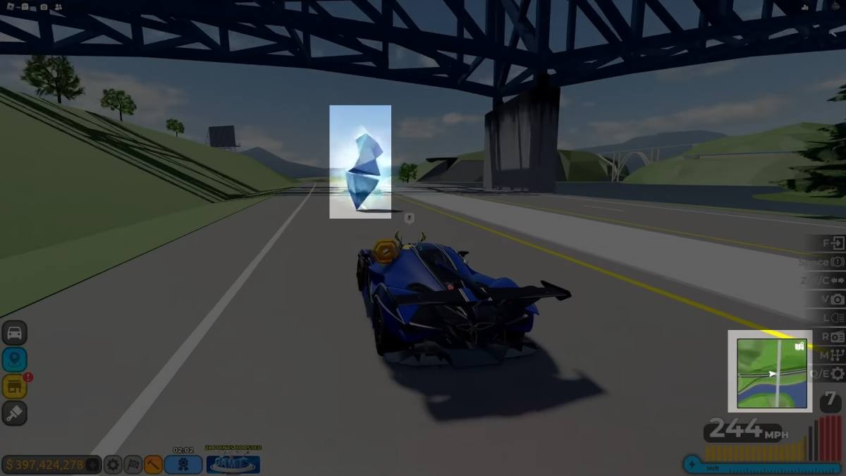 Vị trí Shine cuối cùng trên đường cao tốc gần cây cầu lớn trong Driving Empire