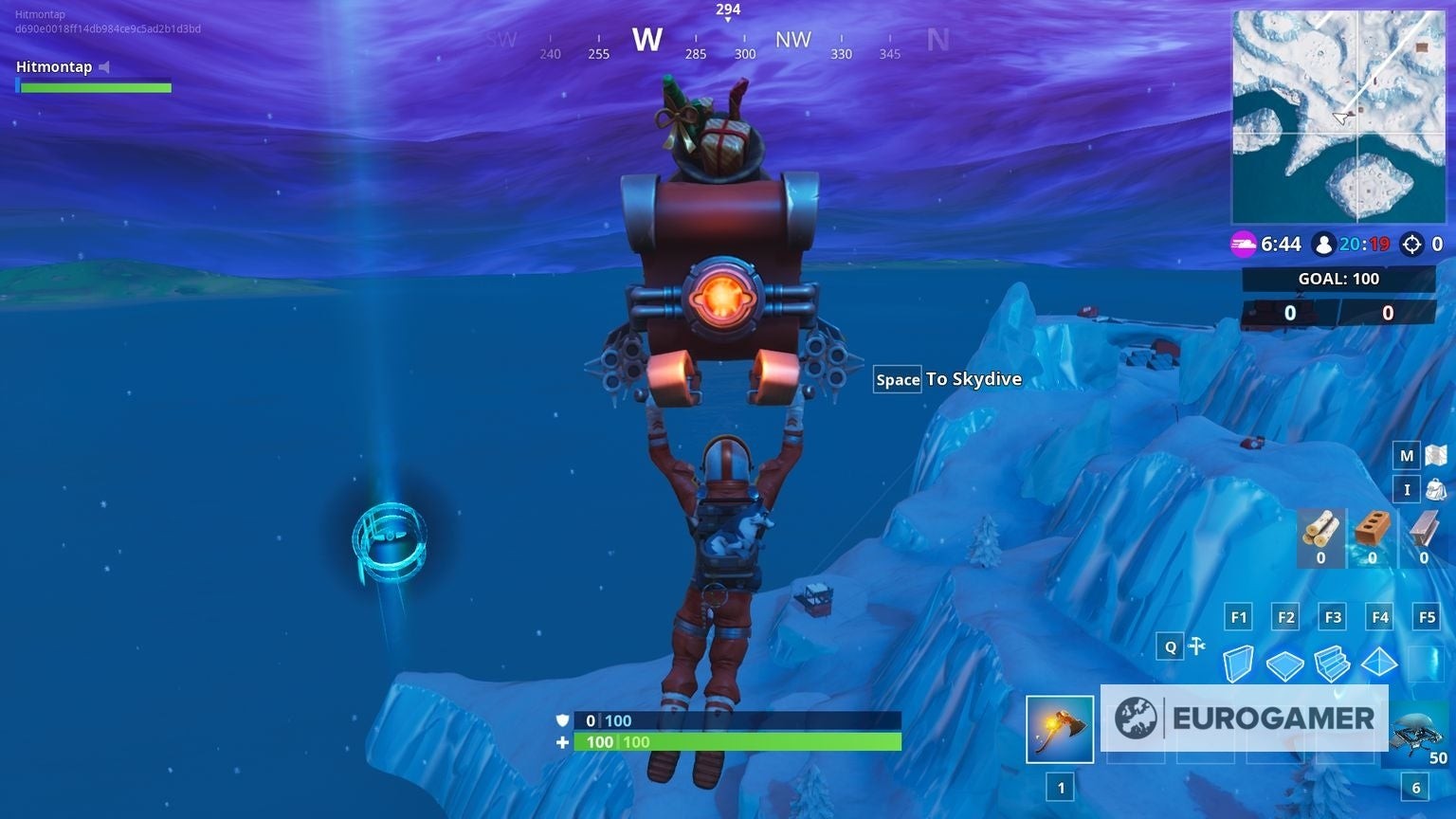 Vị trí Time Trial gần Frosty Flights trong Fortnite Season 7