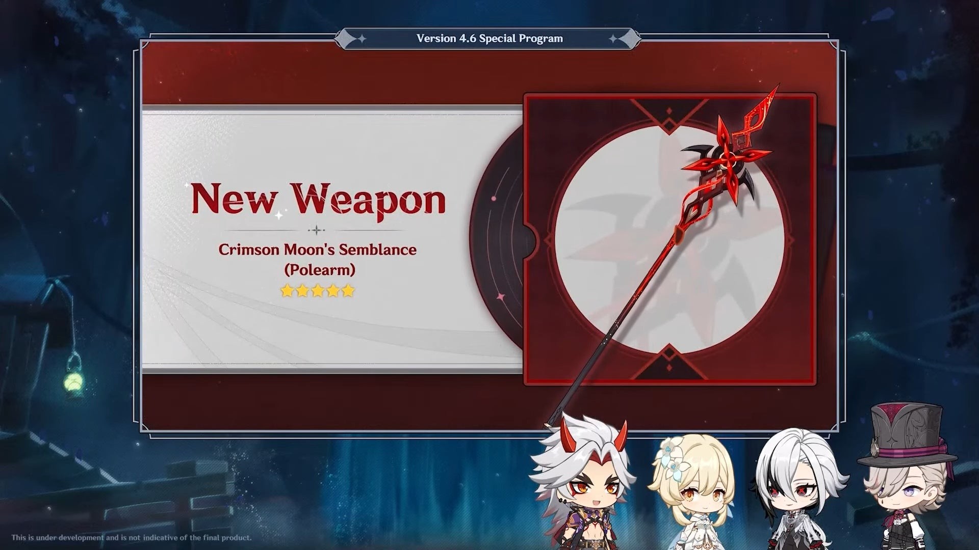 Vũ khí mới Crimson Moon's Semblance - Trấn của Arlecchino trong Genshin Impact 4.6