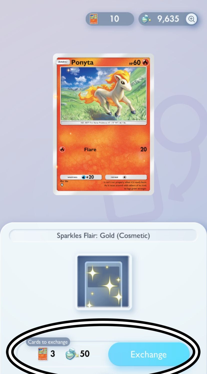 Xác nhận đổi thẻ trùng lặp lấy Flair trong Pokémon TCG Pocket