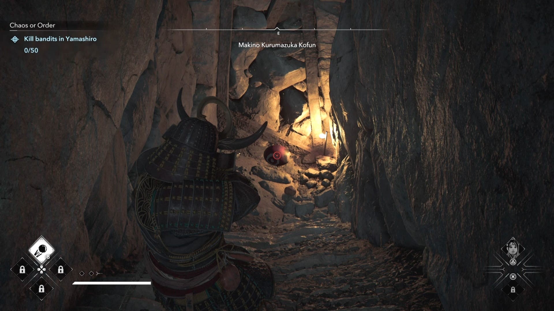 Yasuke dùng súng Teppo nhắm vào bình nổ màu đỏ trong Assassin's Creed Shadows