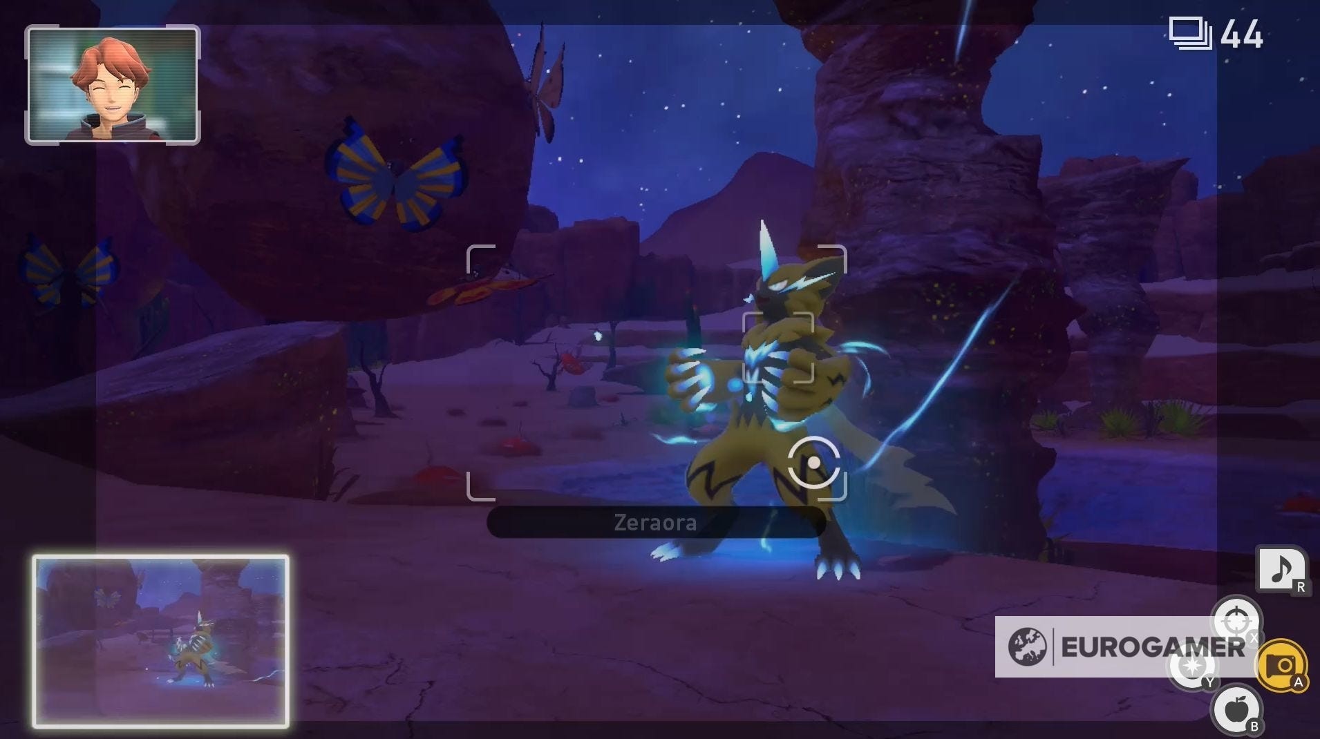 Zeraora và Tyranitar chuẩn bị giao chiến trong cơn bão cát