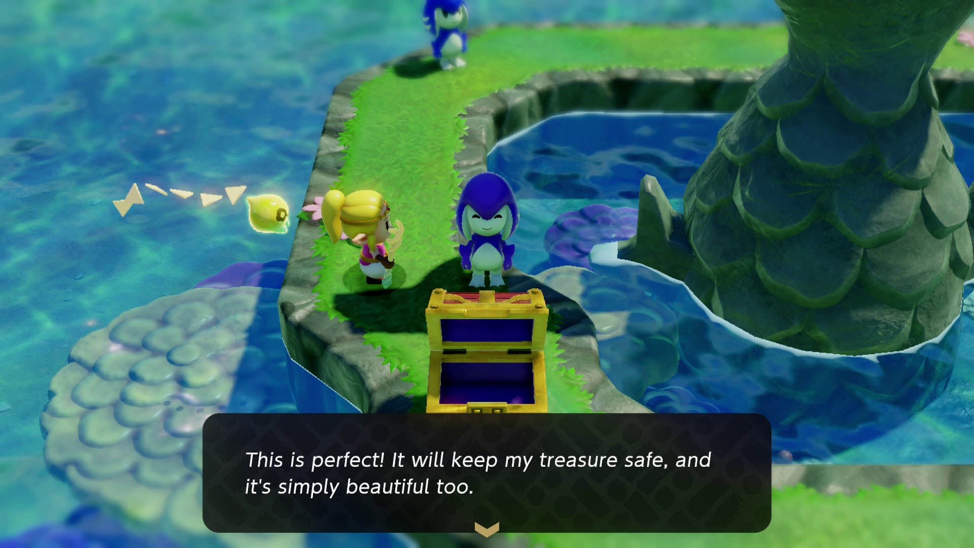 Zora vui mừng nhận chiếc Rương Báu rỗng từ Zelda, hoàn thành nhiệm vụ Precious Treasure